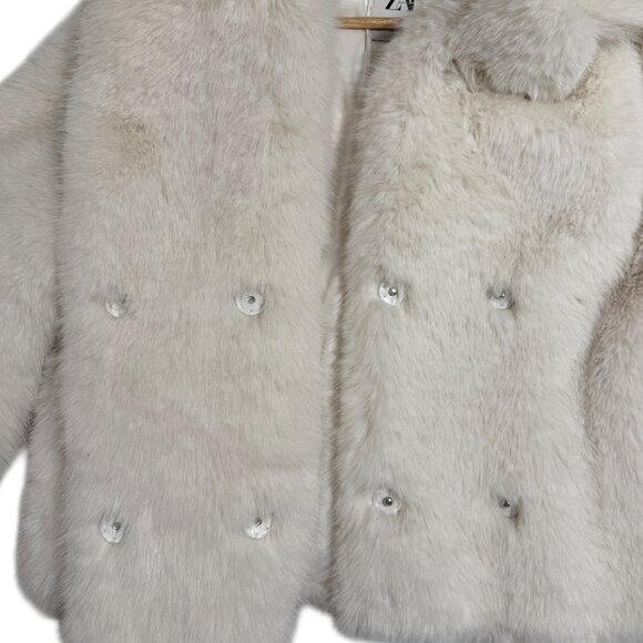 ZARA WOMEN COLLECTION SHORT FAUX FUR COAT - Picture 6 of 12